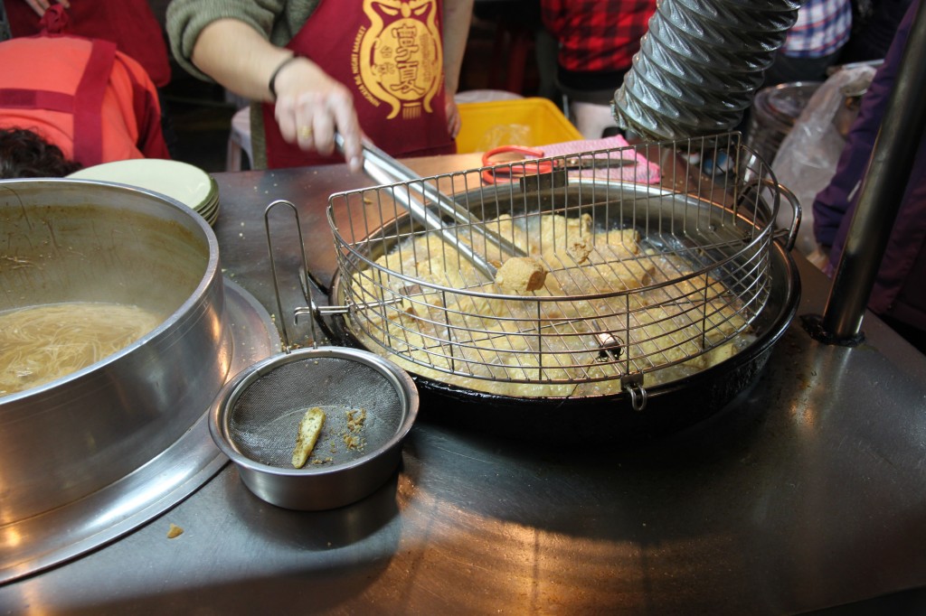 Stinky tofu at a night market in Taiwan