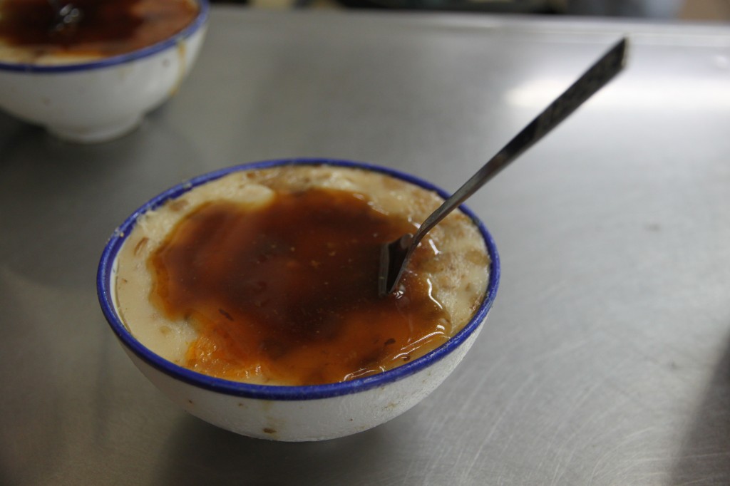 Savory rice pudding at a night market in Taiwan