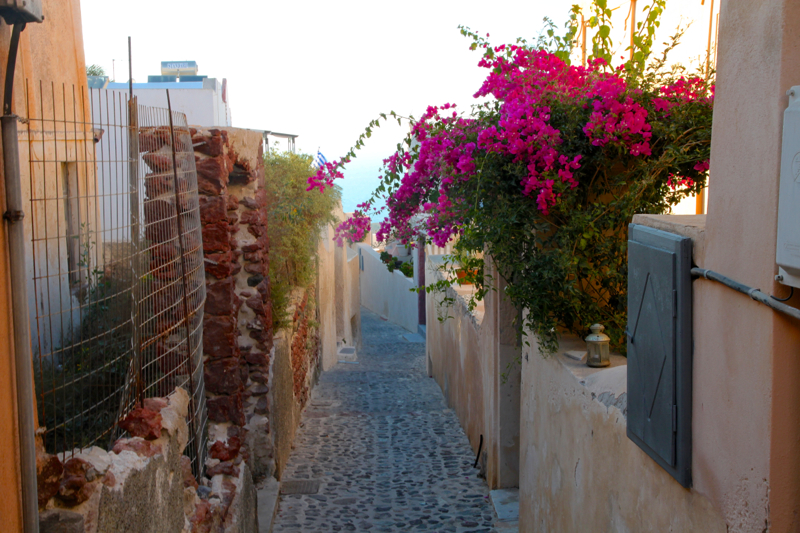 An alley in Oia Santorini Greece