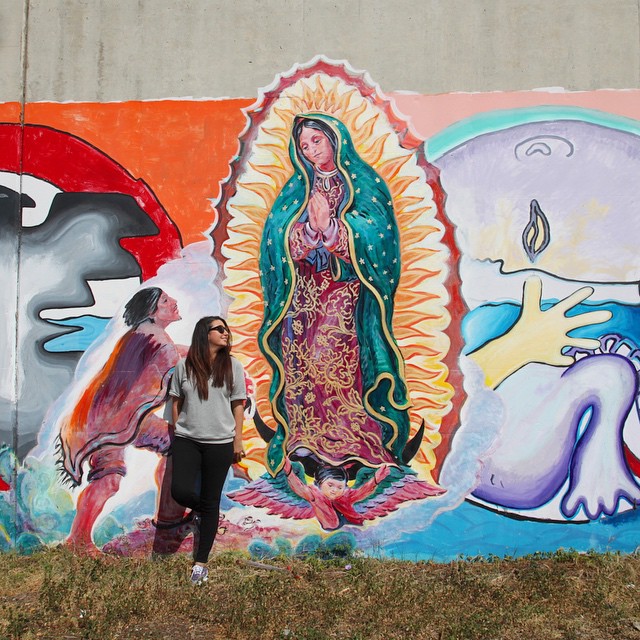Just hangin' with Mary in Chicano Park.